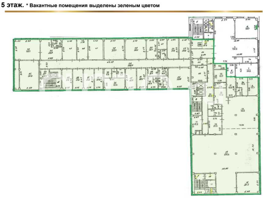 Планировка офиса 1207.13 м², 5 этаж, Административное здание «Рябиновая ул., 44»